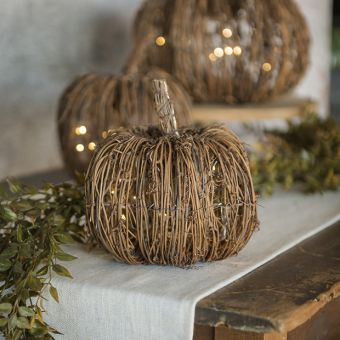 Rustic Woodland Lighted Pumpkin