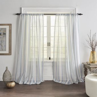Sheer Stripe Window Curtain Panel 84 inch Set of 2