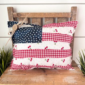 Stars and Stripes Cherry Print Accent Pillow