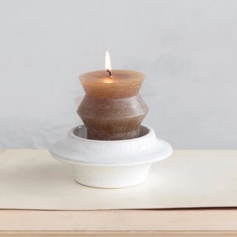 Stoneware With Reactive Glaze Pillar Holder