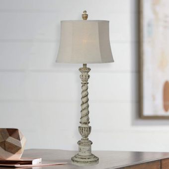 Weathered Whitewash Tall Buffet Lamp