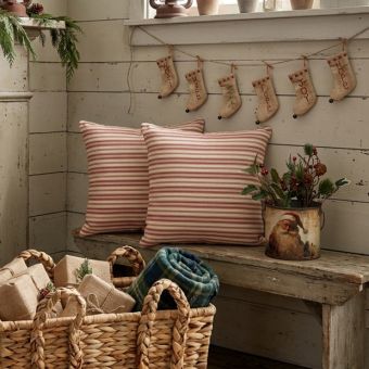 Woven Red Stripe Throw Pillow