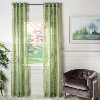 Sheer Trellis Print Curtain Panel Set of 2