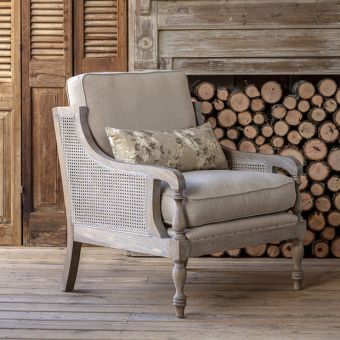 Cushioned Cane Back Accent Chair