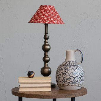 Candlestick Table Lamp with Pleated Floral Shade