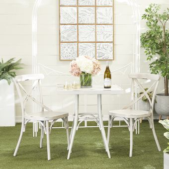 Classic Cross Back Outdoor Dining Chair White