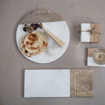 Contemporary Charms Mango Wood and Marble Serving Board