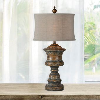 Distressed Column Farmhouse Table Lamp