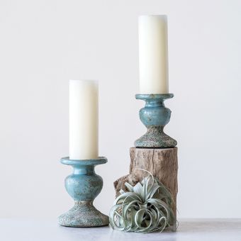 Elegantly Distressed Candle Holders 7 Inch