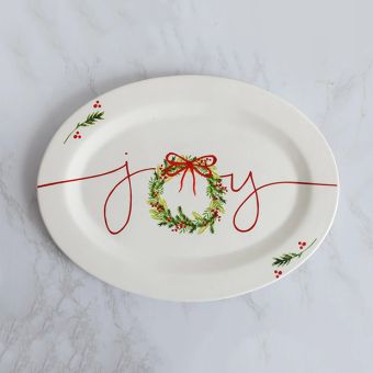 Festive Farmhouse Christmas Joy Serving Plate