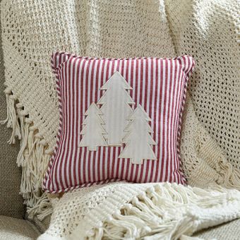 Festive Farmhouse Stripes Christmas Accent Pillow
