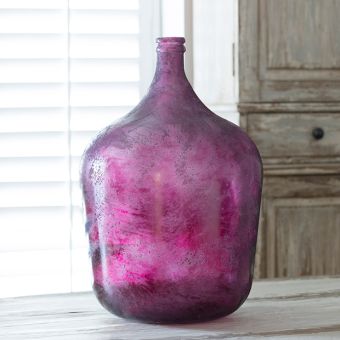 Frosted Cranberry Cellar Bottle Vase 22 Inch