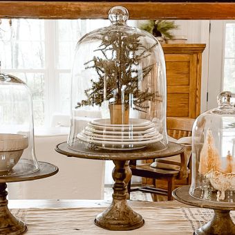 Glass Bell Jar Cloche with Round Display Pedestal Bundle Large