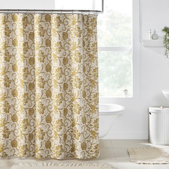 Glorious Gold Floral Shower Curtain