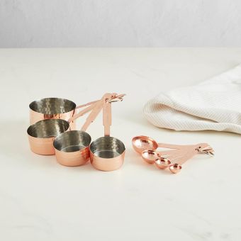 Hammered Metal Copper Measuring Cups and Spoons