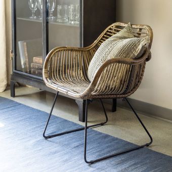 Open Weave Cane and Metal Dining Chair