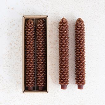 Pinecone Shaped Taper Candle Set of 2
