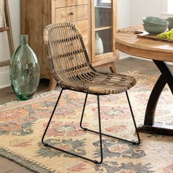 Rattan And Metal Dining Chair