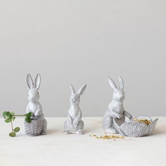 Reactive Glaze Stoneware Rabbit Figurine