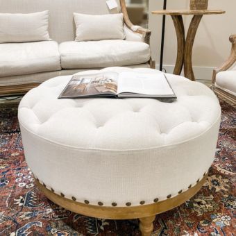 Rustic Round Cushion Ottoman