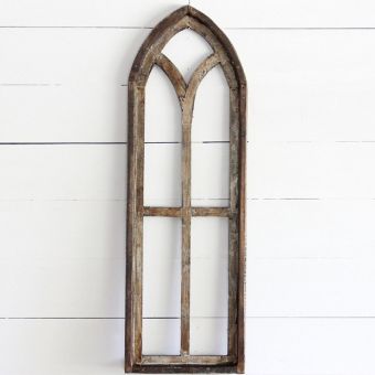Tall Arched Wooden Window Frame Panel