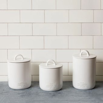 White Cottage Farmhouse Simple Ceramic Canisters Set of 3