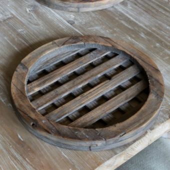 Wooden Round Lattice Charger Plate Set of 4