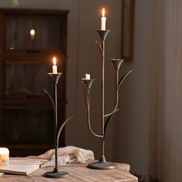 Botanical Charms Sculptural Iron Candle Holder | Antique Farmhouse
