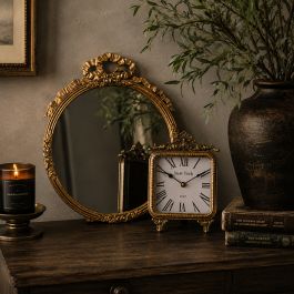 Rose Detail Gold Finish Wall Mirror | Antique Farmhouse