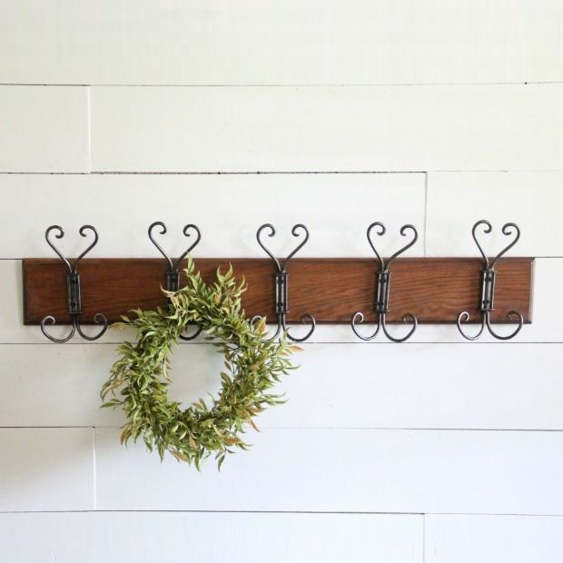 Wood and Metal Wall Hook Rack | Antique Farmhouse
