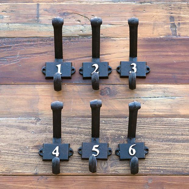 Numbered wall top hooks
