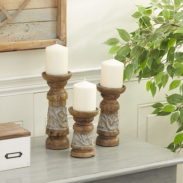 Wooden Candle Holder (Set of 3), Home Decor