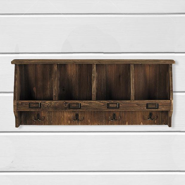 4 Cubby Wall Shelf With Hooks