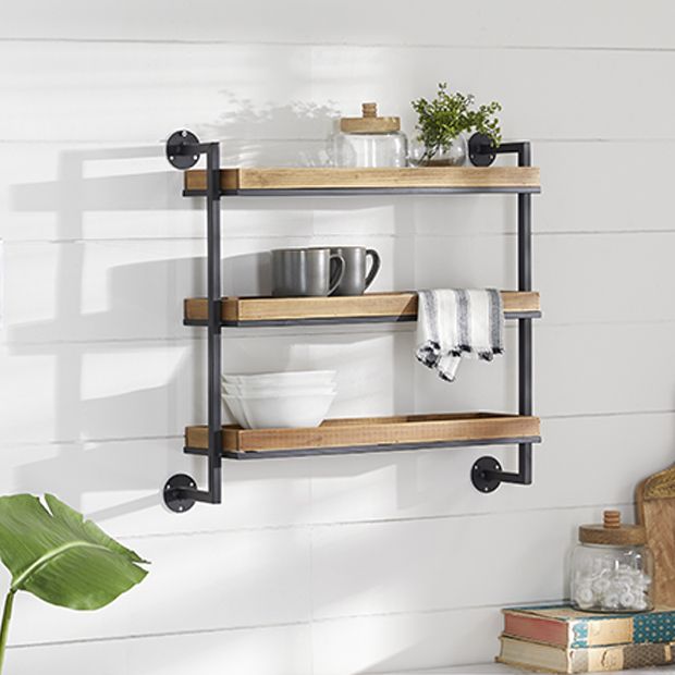 Wood and Metal Shelf - 3 Tier - Narrow