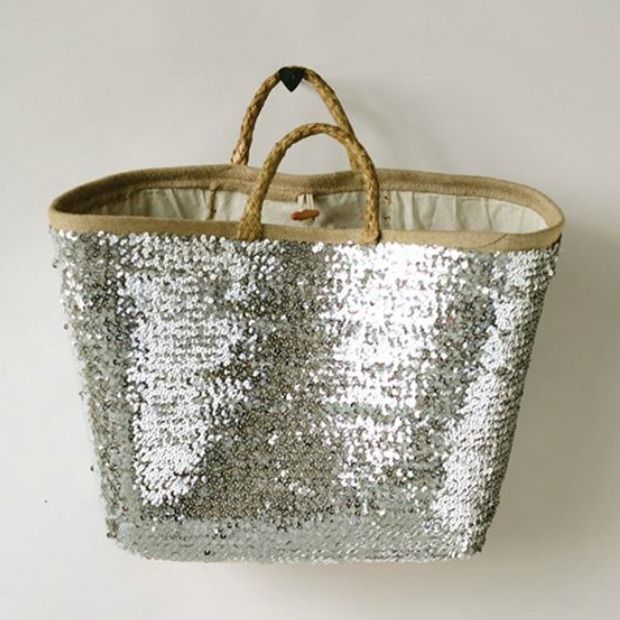 Woven Seagrass Tote With Sequins | Antique Farmhouse