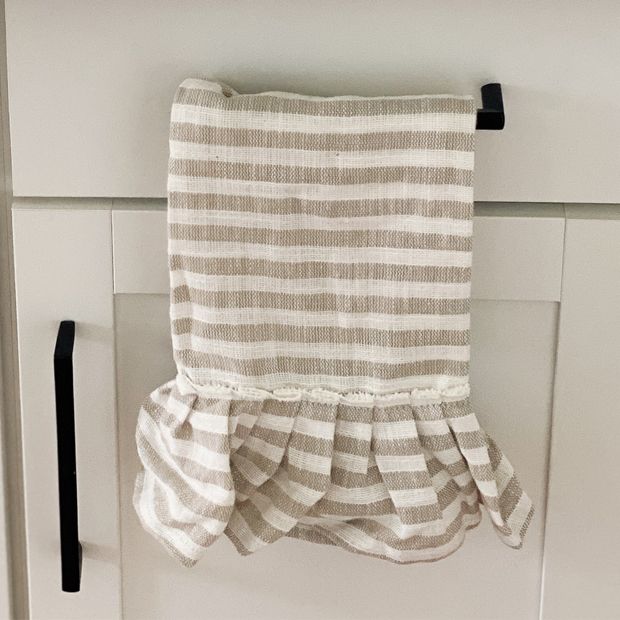 Striped Ruffled Tea Towel Set of 2 | Antique Farmhouse