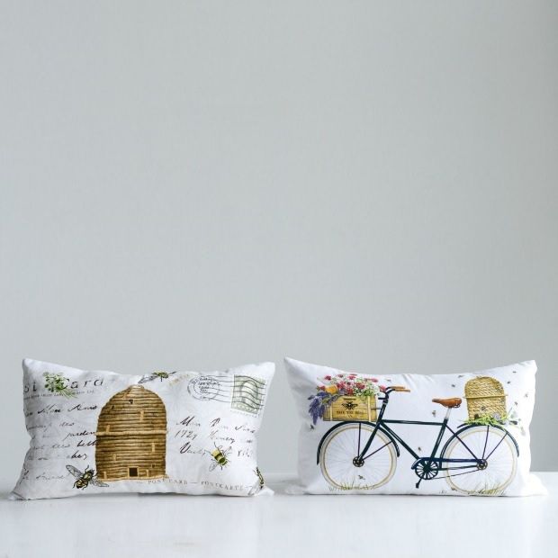 Beehive And Bicycle Cotton Accent Pillow Set Of 2 Antique Farmhouse - Bicycle Home Decor Accents Beehive And Bicycle Cotton Accent Pillow Set Of 2 Antique Farmhouse - Bicycle Home Decor Accents