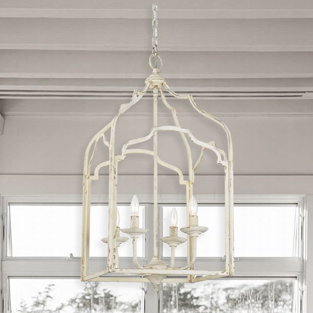 Antiqued Open Frame 4 Light Chandelier Antique Farmhouse