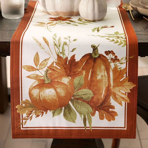 Autumn Pumpkins Table Runner | Antique Farmhouse