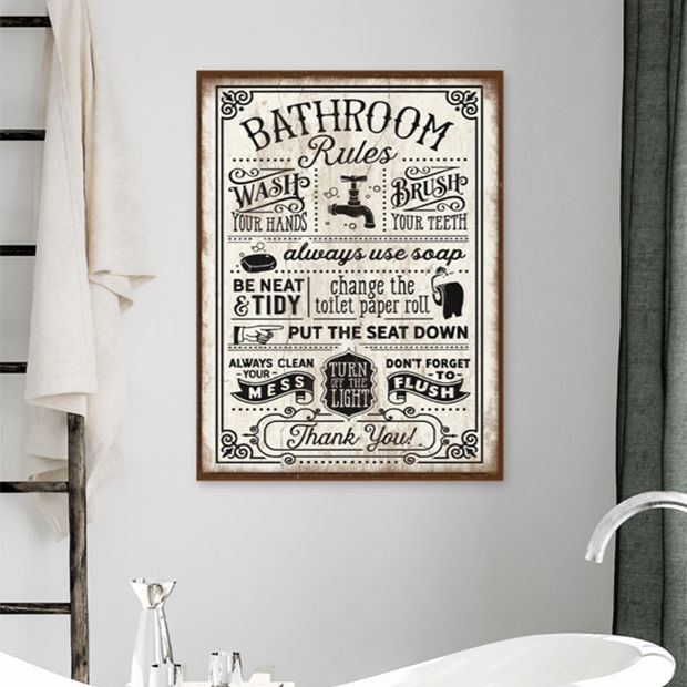 Details about   Agantree art Bathroom Rules Sign 12 x 6 Inch Hanging Rustic Farmhouse Plank Wood 