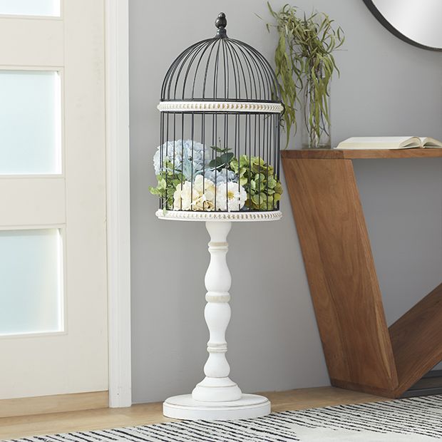 Birdcage Pedestal Stand Antique Farmhouse