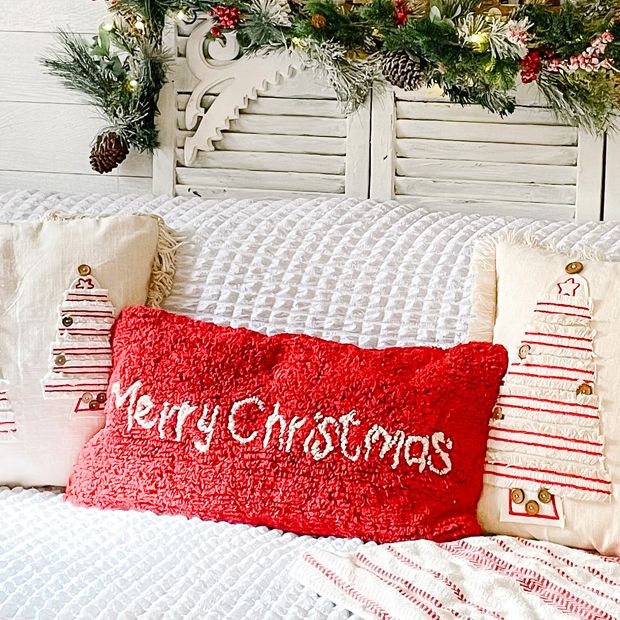 Merry Red Holiday Throw Pillow