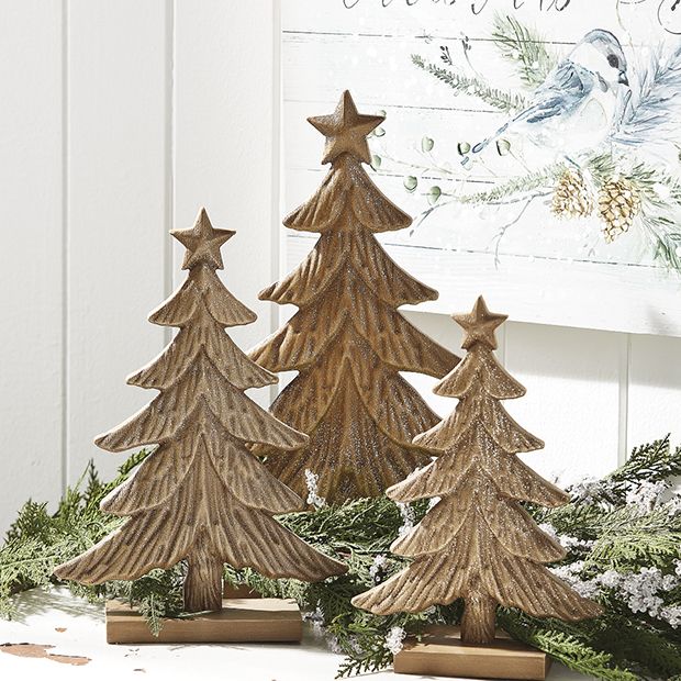 Weathered Wood Christmas Trees, Set of 3