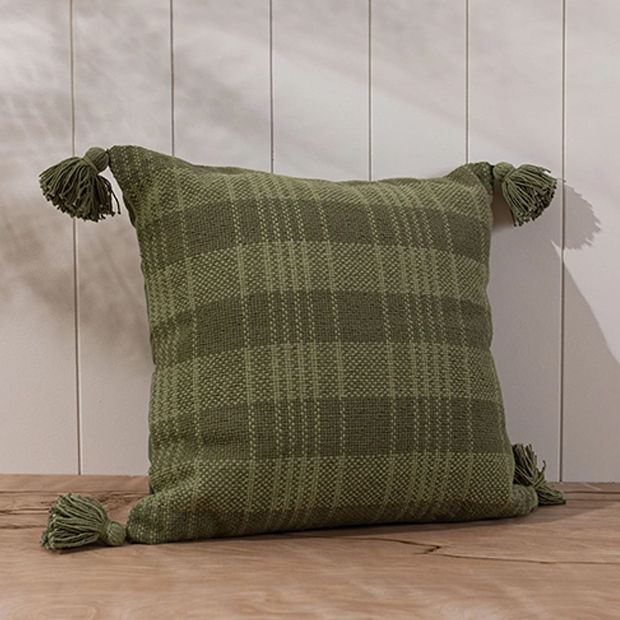 Green cheap plaid pillows