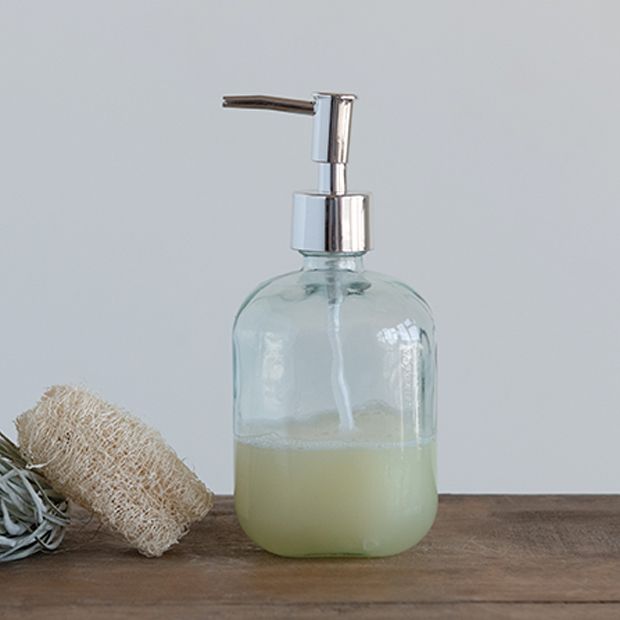 Engraved Glass Soap Dispenser Engraved Signature Collection White Glass  Bottle for the Kitchen or Bathroom Sink Metal Pump 