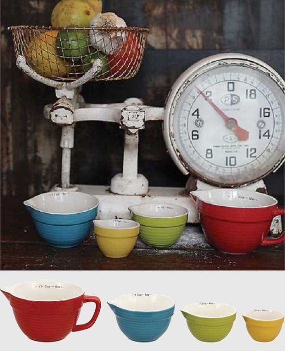 Stylish and Functional Stoneware Measuring Cup Set - A Kitchen