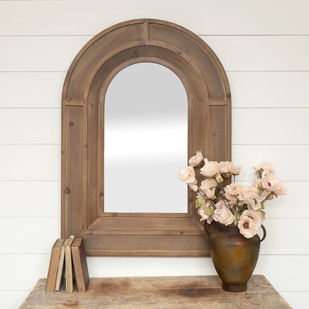 Cottage Farmhouse Arch Wood Wall Mirror Antique Farmhouse