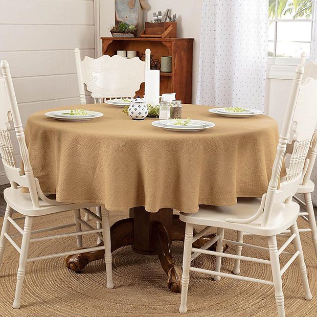 Cotton Burlap Round Table Cloth Antique Farmhouse
