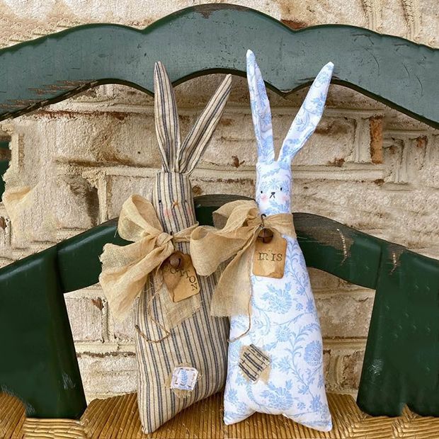 Cotton Fabric Bunny With Scarf | Antique Farmhouse