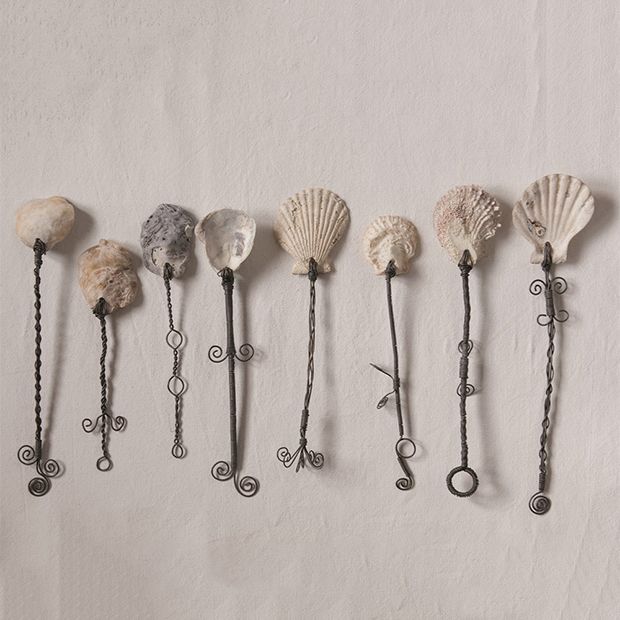 Decorative Wire Handled Seashell Spoons Set of 8
